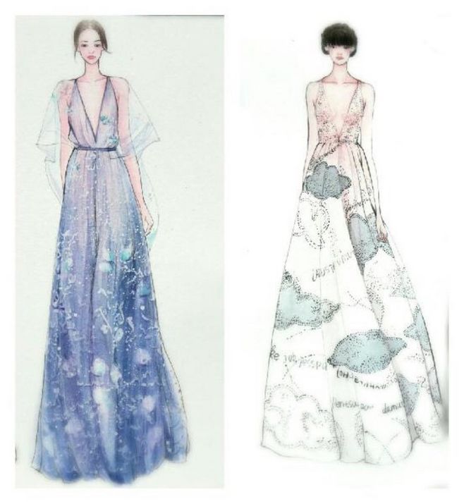 【筆尖時尚】水彩手繪 服裝插畫 手繪插畫 婚紗禮服 手繪 設(shè)計(jì)稿 volentino的秀場|來自 官官an